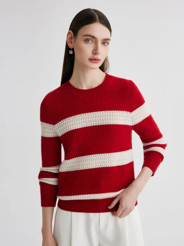 100% Cashmere Women's Striped Round Neck Sweater sold by COMOBOCA