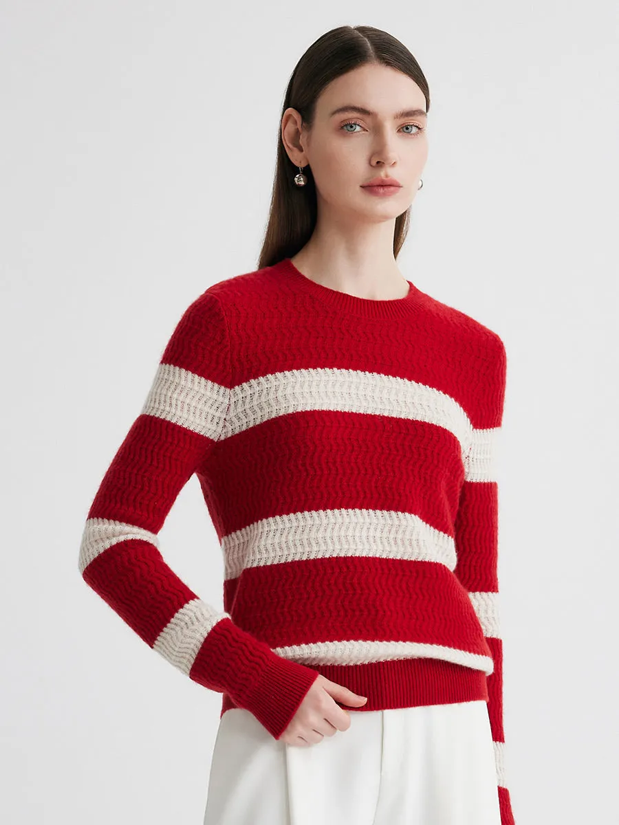 100% Cashmere Women's Striped Round Neck Sweater sold by COMOBOCA product image thumbnail 4