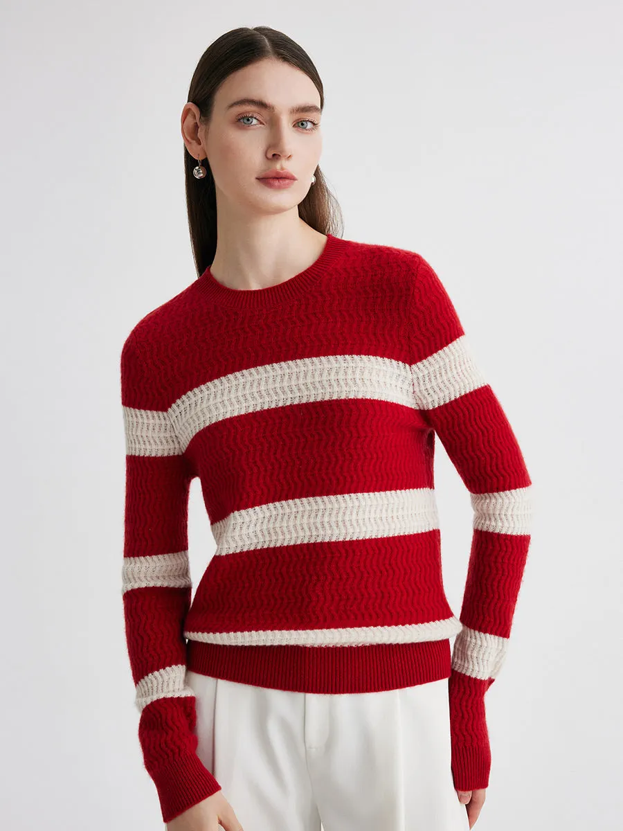 100% Cashmere Women's Striped Round Neck Sweater sold by COMOBOCA product image thumbnail 2
