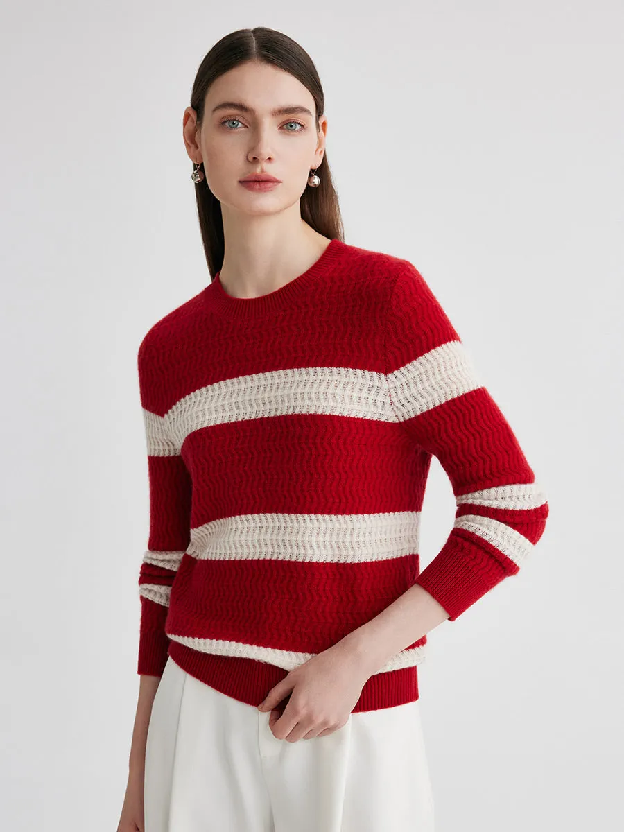 100% Cashmere Women's Striped Round Neck Sweater sold by COMOBOCA product image thumbnail 5