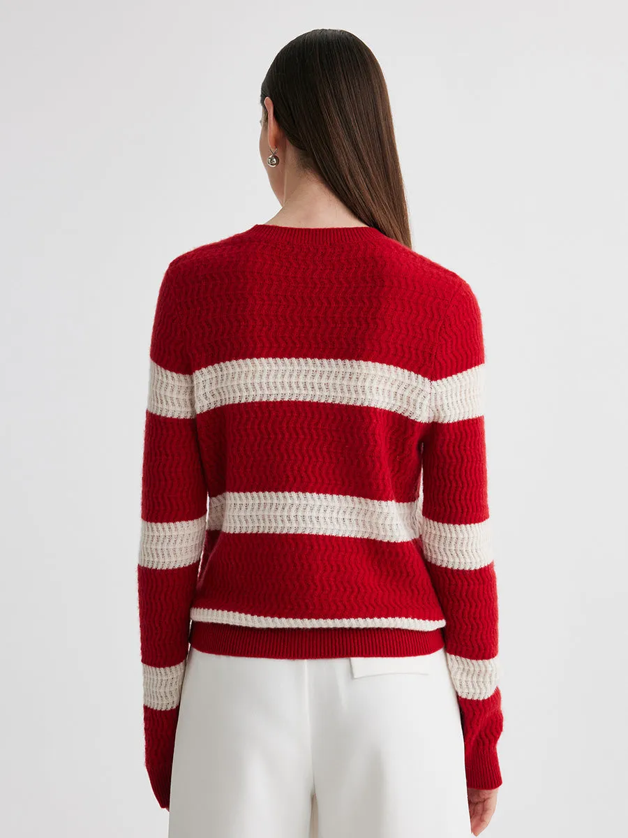 100% Cashmere Women's Striped Round Neck Sweater sold by COMOBOCA product image thumbnail 3