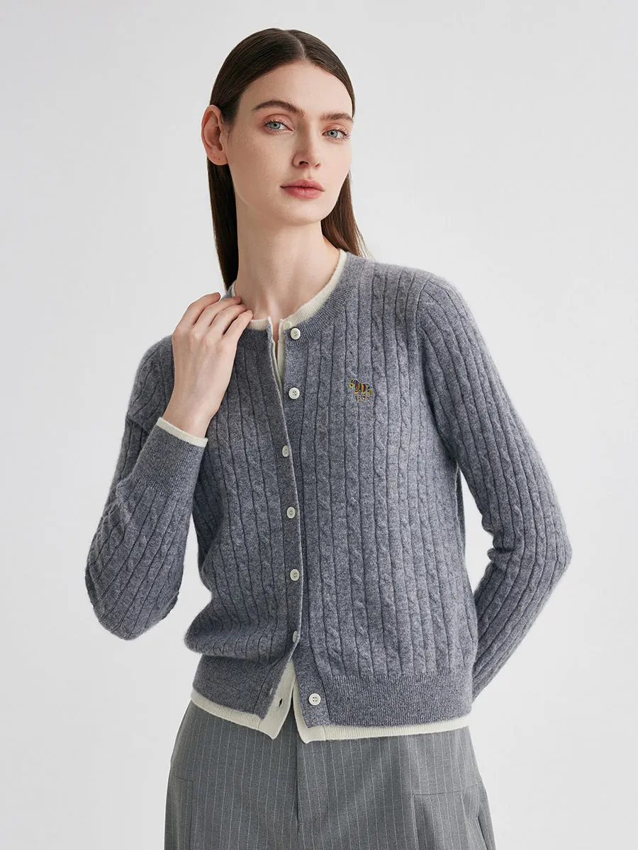 100% Cashmere Women's Cable Knit Button Front Cardigan sold by COMOBOCA product image thumbnail 3