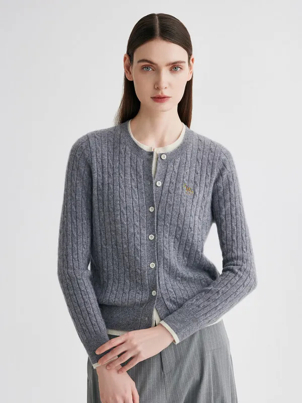 100% Cashmere Women's Cable Knit Button Front Cardigan sold by COMOBOCA