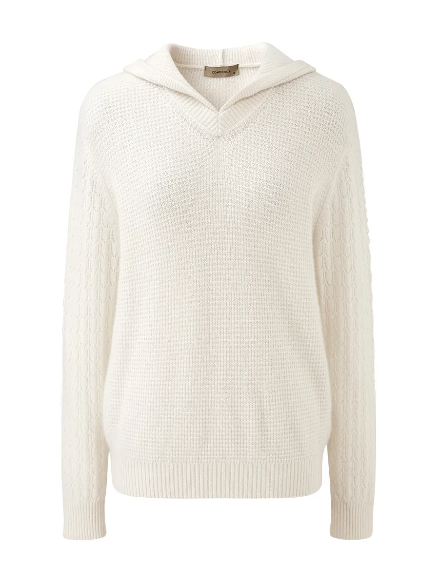 100% Cashmere Women's Ribbed Knit Hoodie sold by COMOBOCA product image thumbnail 5