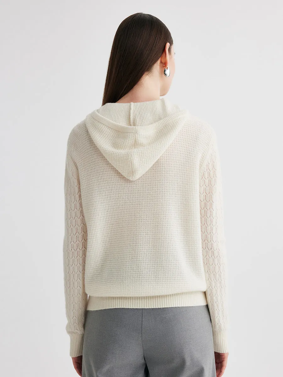 100% Cashmere Women's Ribbed Knit Hoodie sold by COMOBOCA product image thumbnail 4