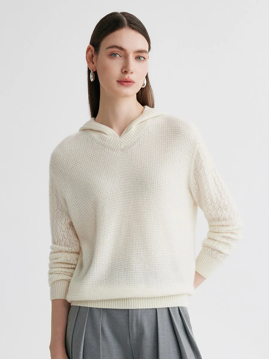 100% Cashmere Women's Ribbed Knit Hoodie sold by COMOBOCA