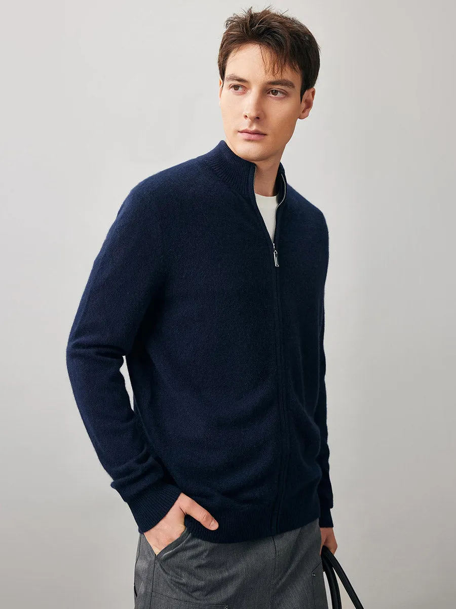100% Cashmere Men's Full Zip Mock Neck Knit Cardigan sold by COMOBOCA product image thumbnail 5