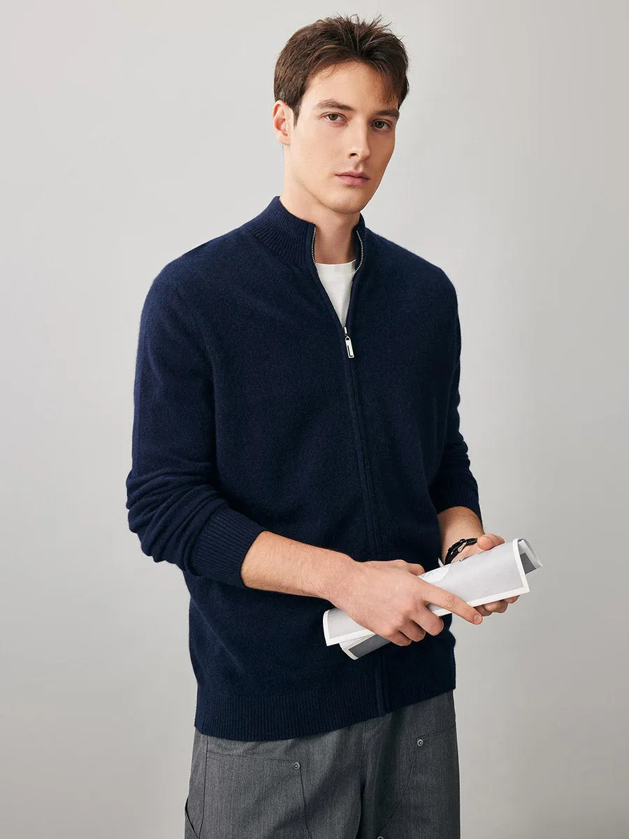 100% Cashmere Men's Full Zip Mock Neck Knit Cardigan sold by COMOBOCA product image thumbnail 4