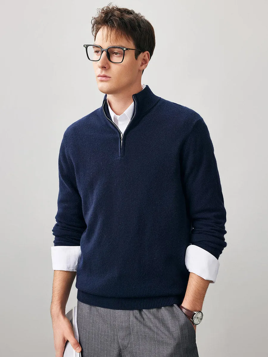 100% Cashmere Men's Half Zip Mock Neck Sweater sold by COMOBOCA product image thumbnail 5