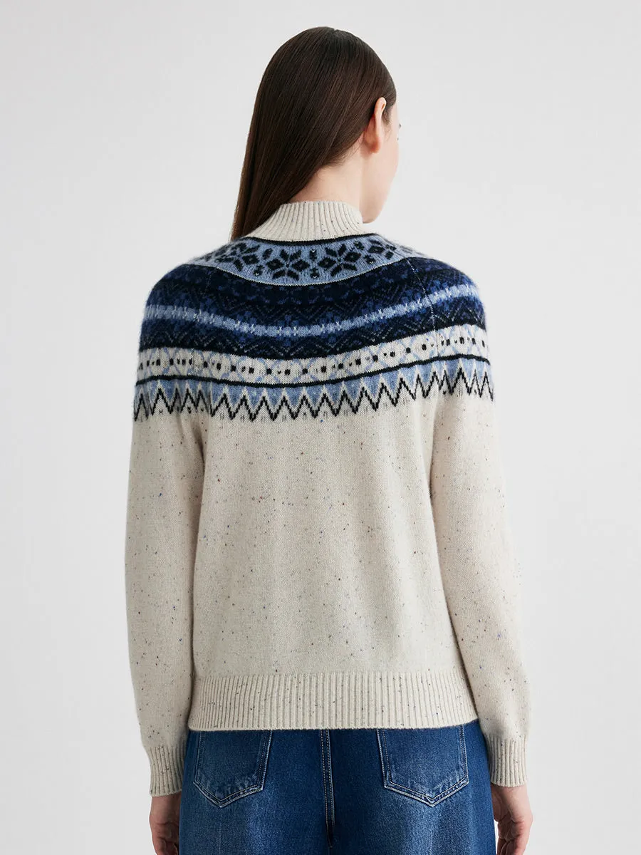 100% Cashmere Women's Fair Isle Mock Neck Sweater sold by COMOBOCA product image thumbnail 5