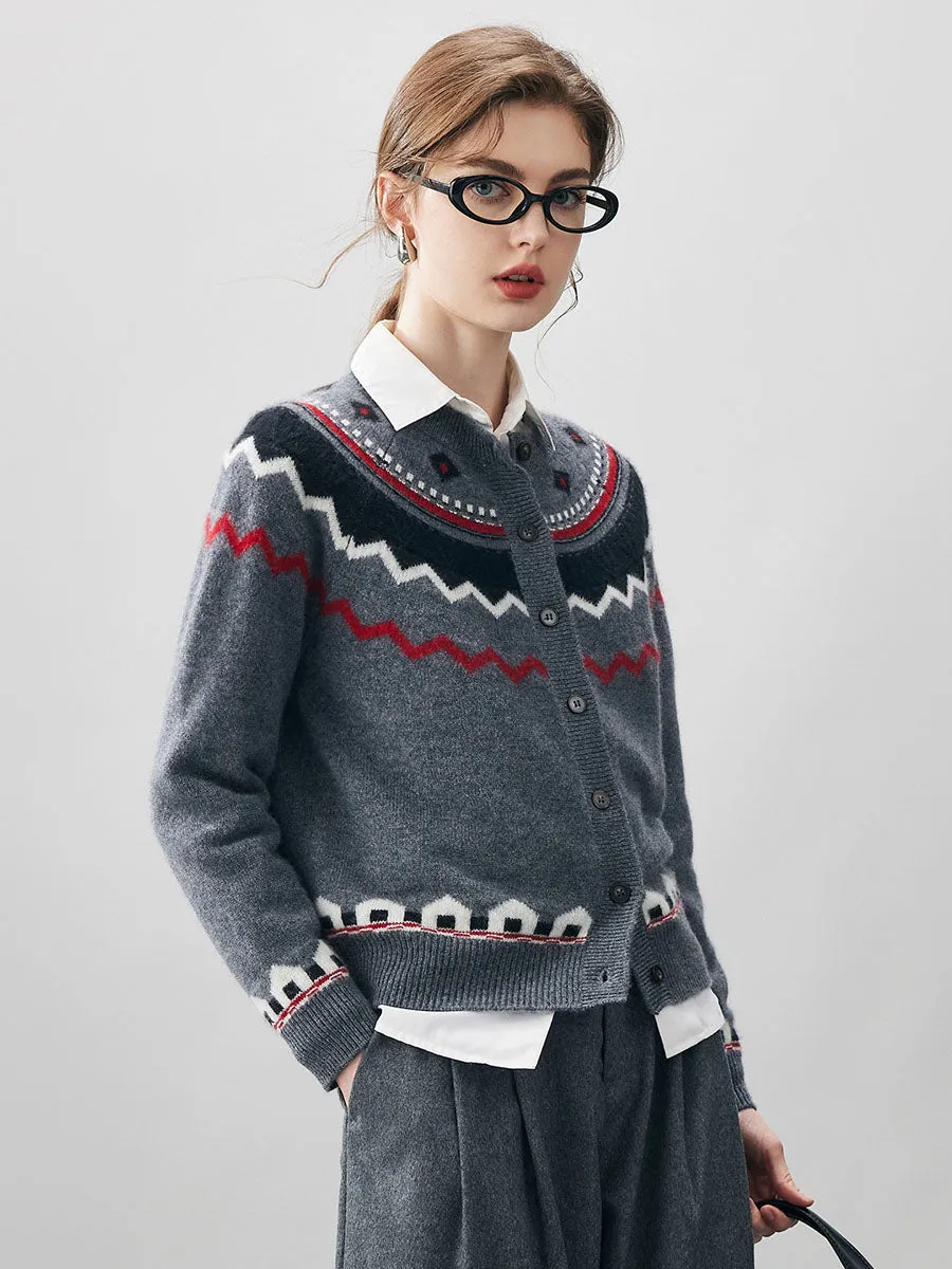 100% Cashmere Women's Fair Isle Button Down Cardigan sold by COMOBOCA product image thumbnail 4