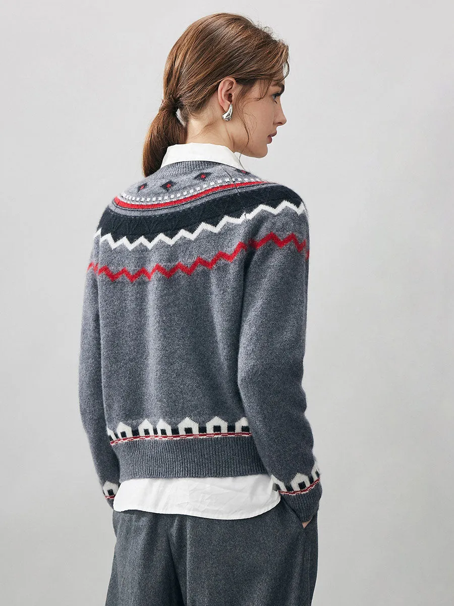 100% Cashmere Women's Fair Isle Button Down Cardigan sold by COMOBOCA product image thumbnail 2