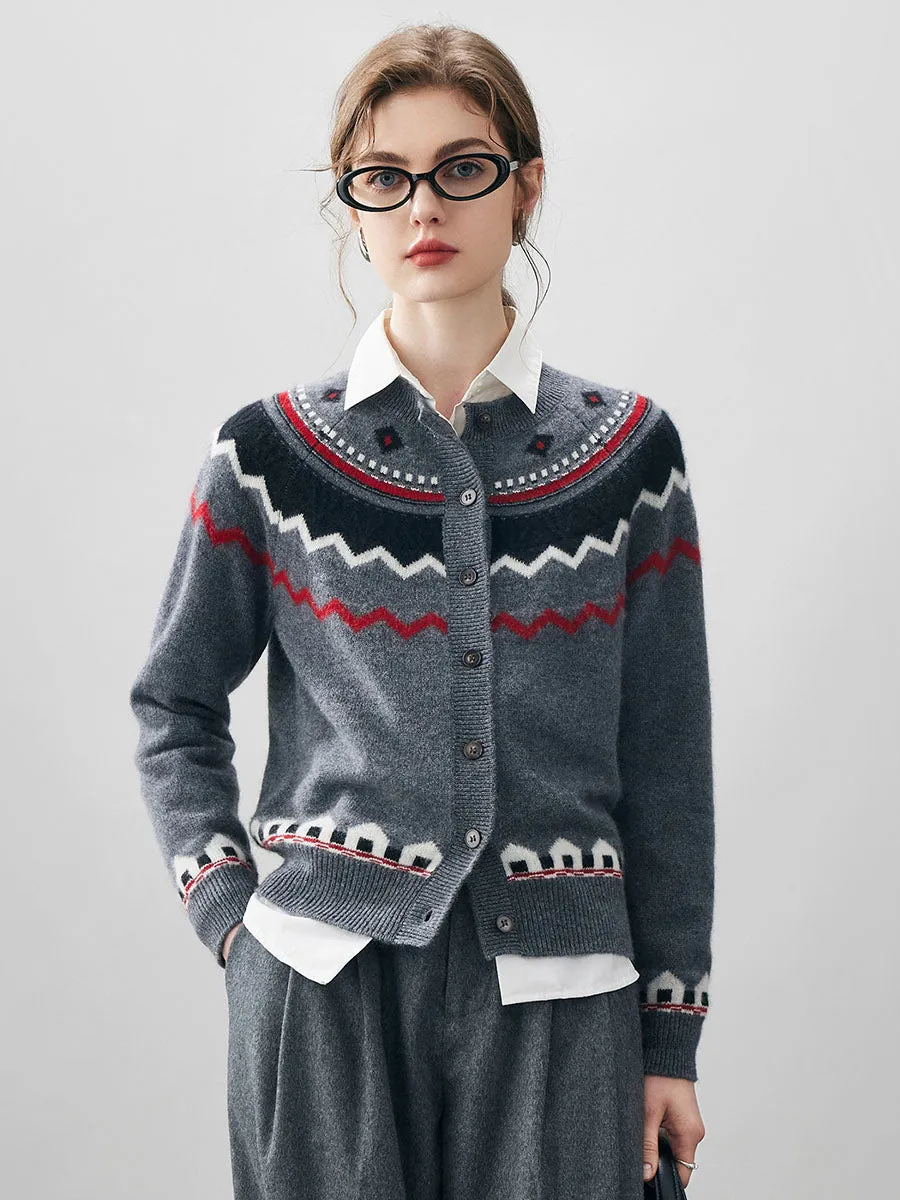 100% Cashmere Women's Fair Isle Button Down Cardigan sold by COMOBOCA