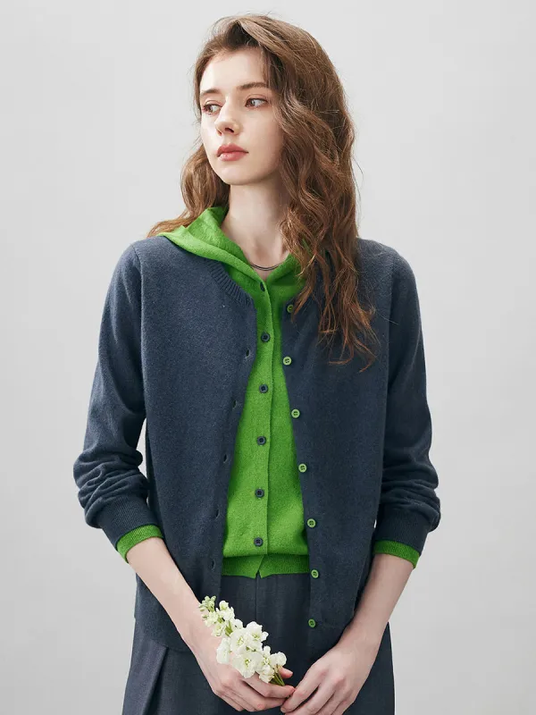 100% Wool Women's Contrast Button Down Hoodie sold by COMOBOCA