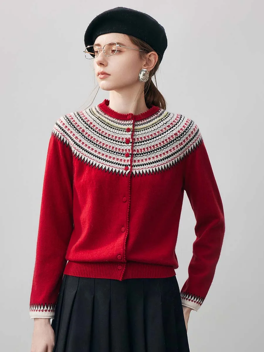 100% Cashmere Women's Fair Isle Button Front Cardigan sold by COMOBOCA product image thumbnail 2