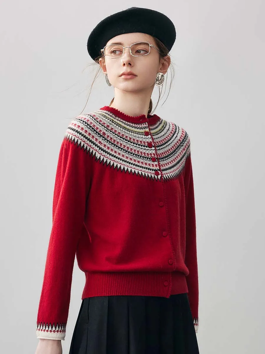 100% Cashmere Women's Fair Isle Button Front Cardigan sold by COMOBOCA product image thumbnail 3