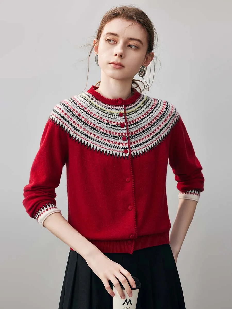 100% Cashmere Women's Fair Isle Button Front Cardigan sold by COMOBOCA product image thumbnail 5