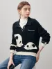 100% Cashmere Women's Panda Pattern Polo Collar Sweater sold by COMOBOCA
