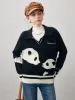 100% Cashmere Women's Panda Pattern Polo Collar Sweater sold by COMOBOCA