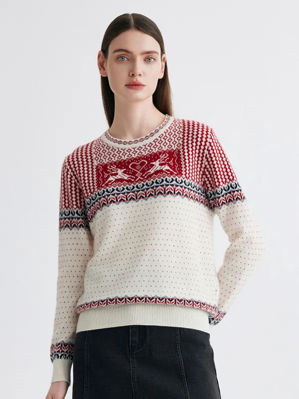 100% Cashmere Women's Fair Isle Reindeer Sweater sold by CB Cashmere