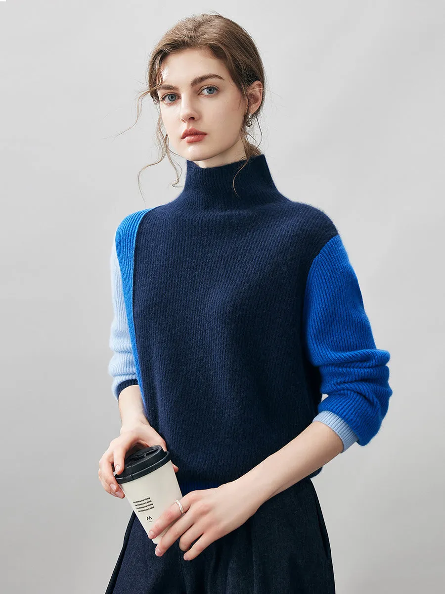 100% Cashmere Women's Color Block Turtleneck Sweater sold by CB Cashmere product image thumbnail 4