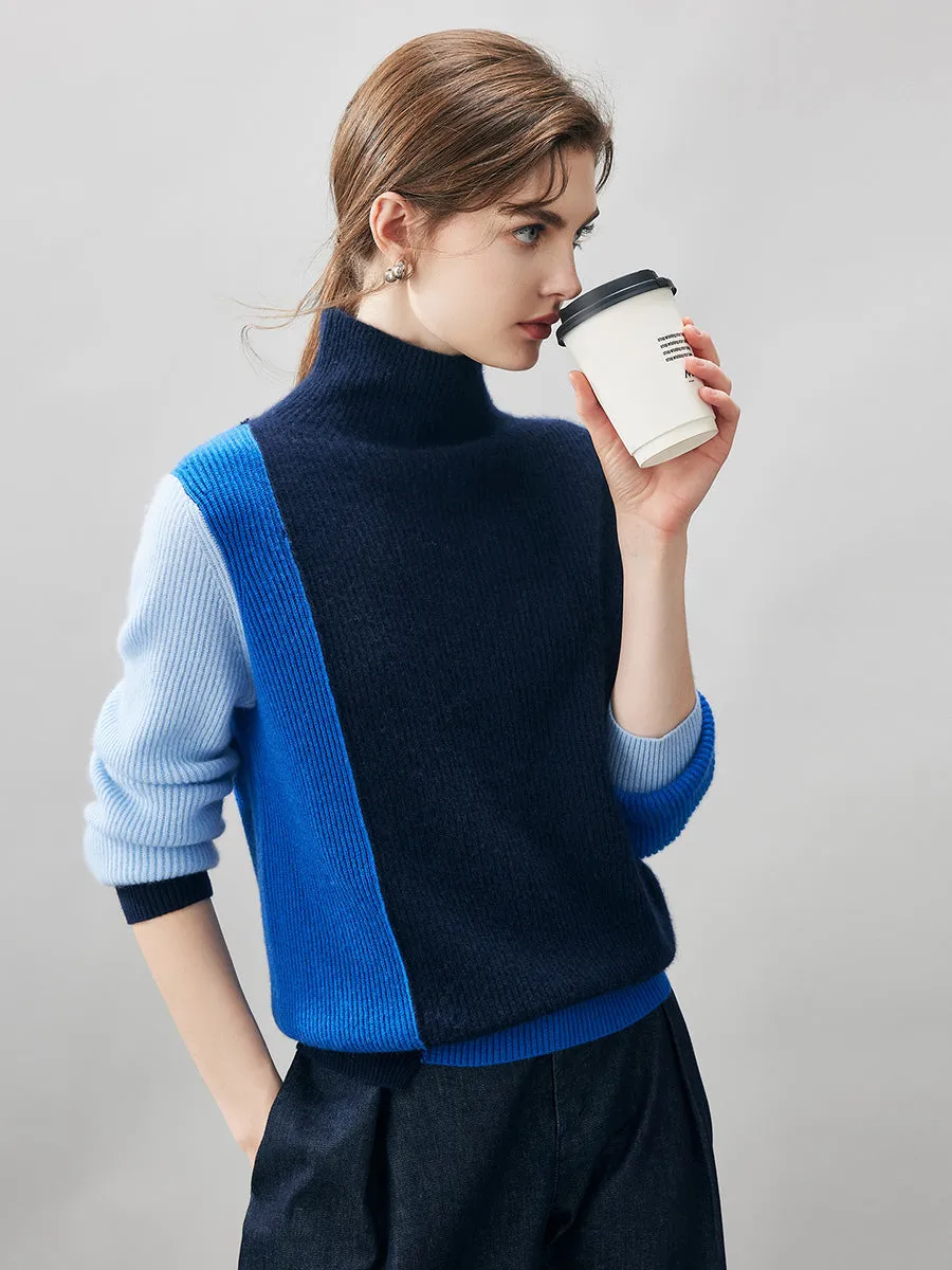 100% Cashmere Women's Color Block Turtleneck Sweater sold by CB Cashmere product image thumbnail 5