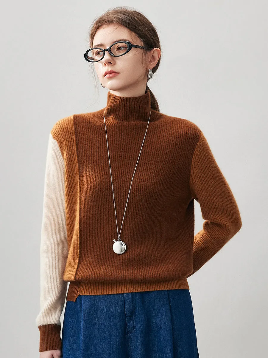 100% Cashmere Women's Color Block Turtleneck Sweater sold by CB Cashmere product image thumbnail 2