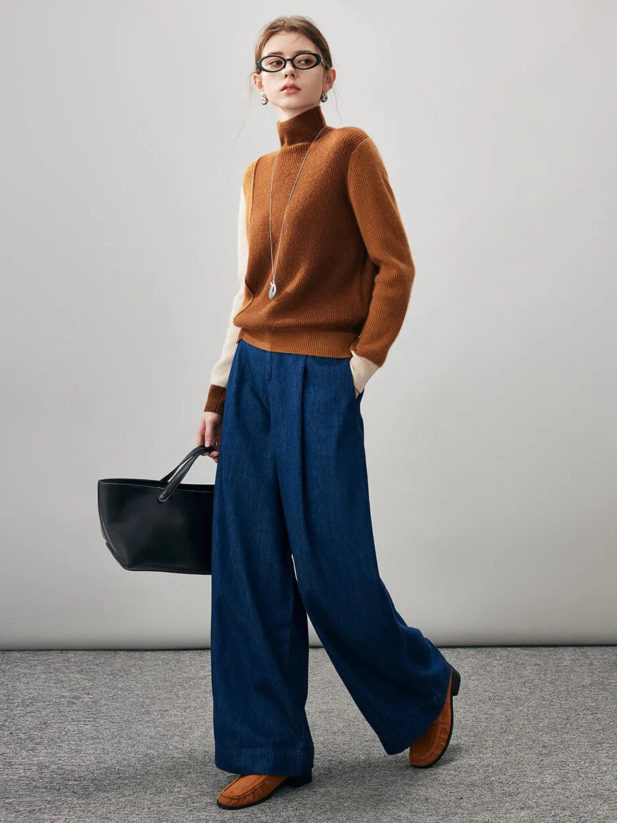 100% Cashmere Women's Color Block Turtleneck Sweater sold by CB Cashmere product image thumbnail 3