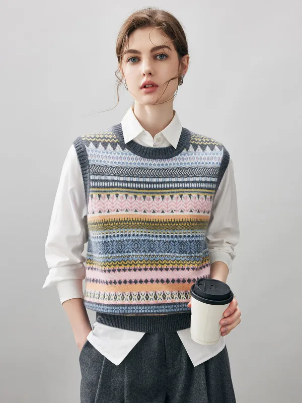 100% Cashmere Women's Striped Knit Vest sold by COMOBOCA