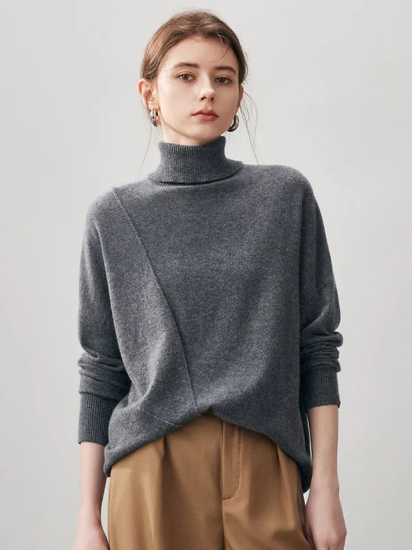 100% Cashmere Women's Asymmetric Turtleneck Sweater sold by COMOBOCA