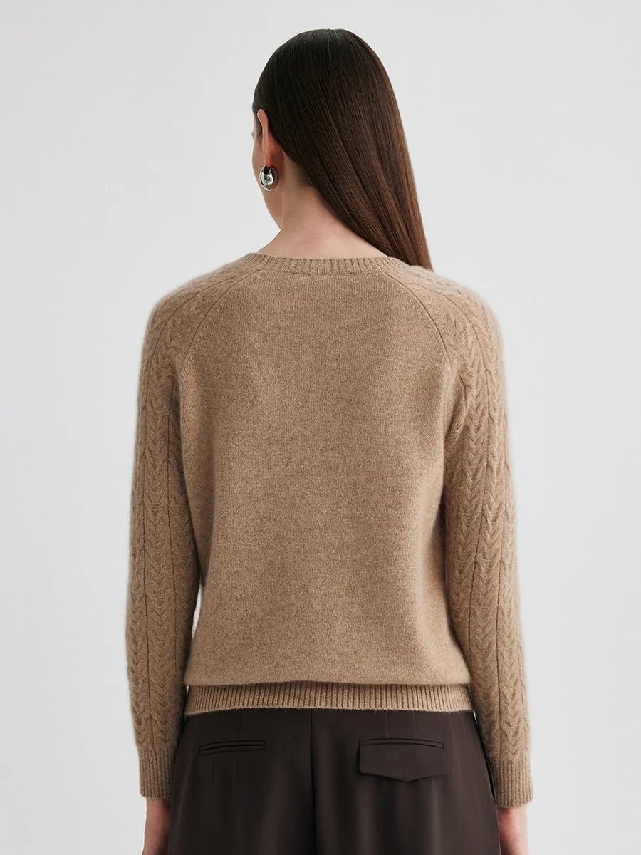 100% Cashmere Women's Cable Knit Round Neck Sweater sold by COMOBOCA product image thumbnail 5