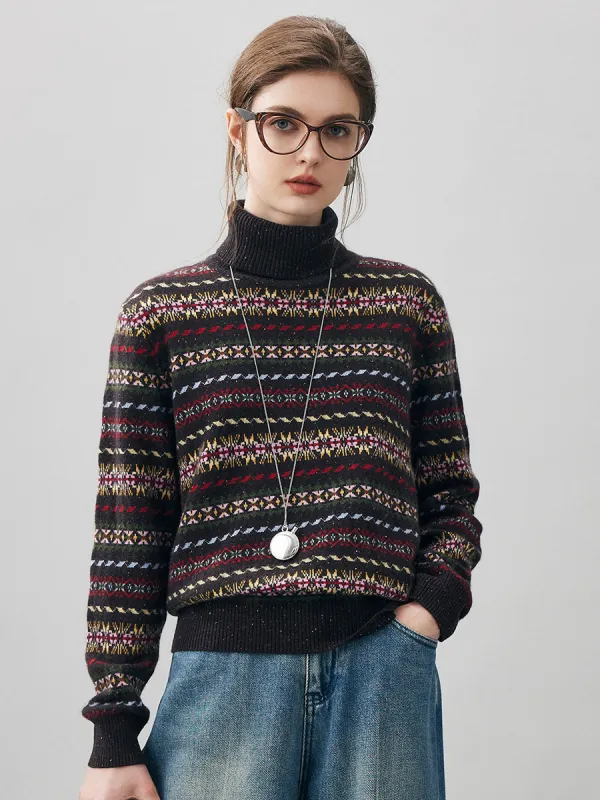 100% Cashmere Women's Fair Isle Turtleneck Sweater sold by CB Cashmere