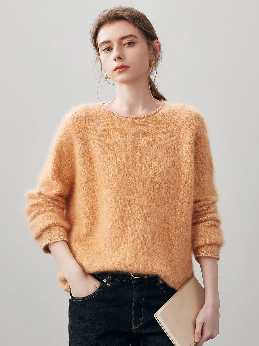 100% Wool Women's Fuzzy Round Neck Sweater sold by COMOBOCA product image thumbnail 5