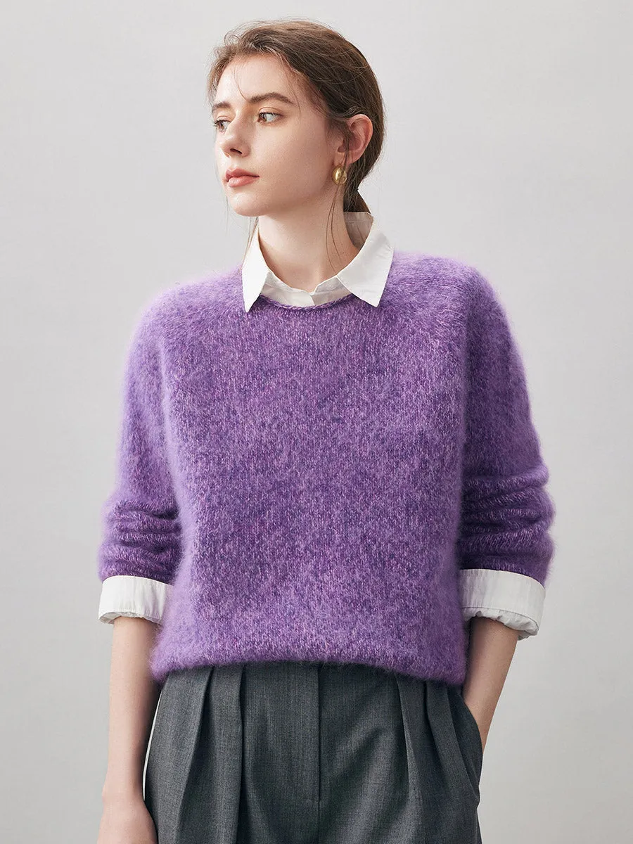 100% Wool Women's Fuzzy Round Neck Sweater sold by COMOBOCA