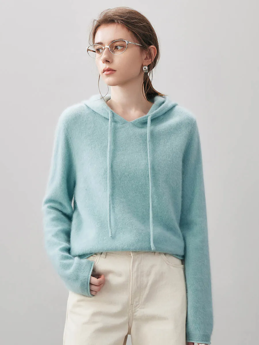 Women's Wool Fuzzy Hooded Sweater sold by COMOBOCA