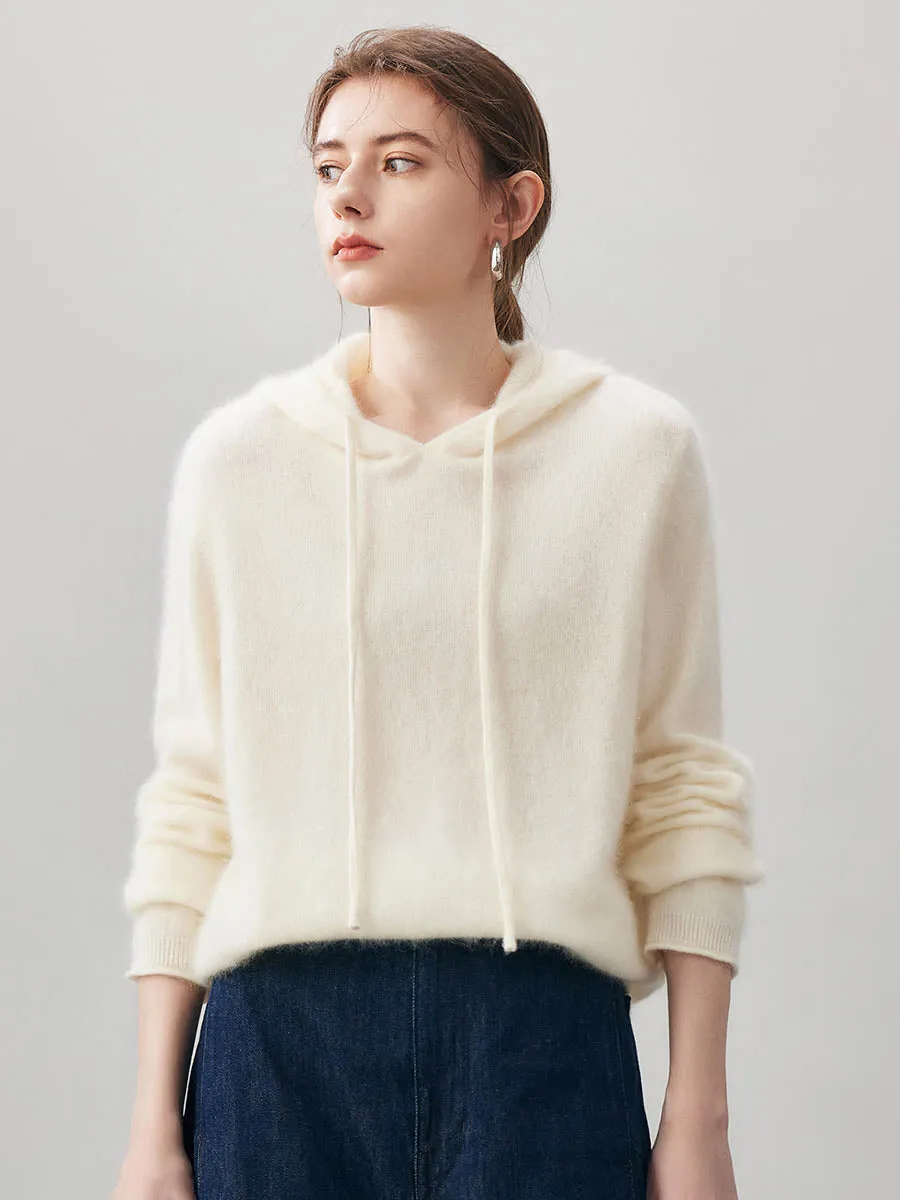 Women's Wool Fuzzy Hooded Sweater sold by COMOBOCA product image thumbnail 4