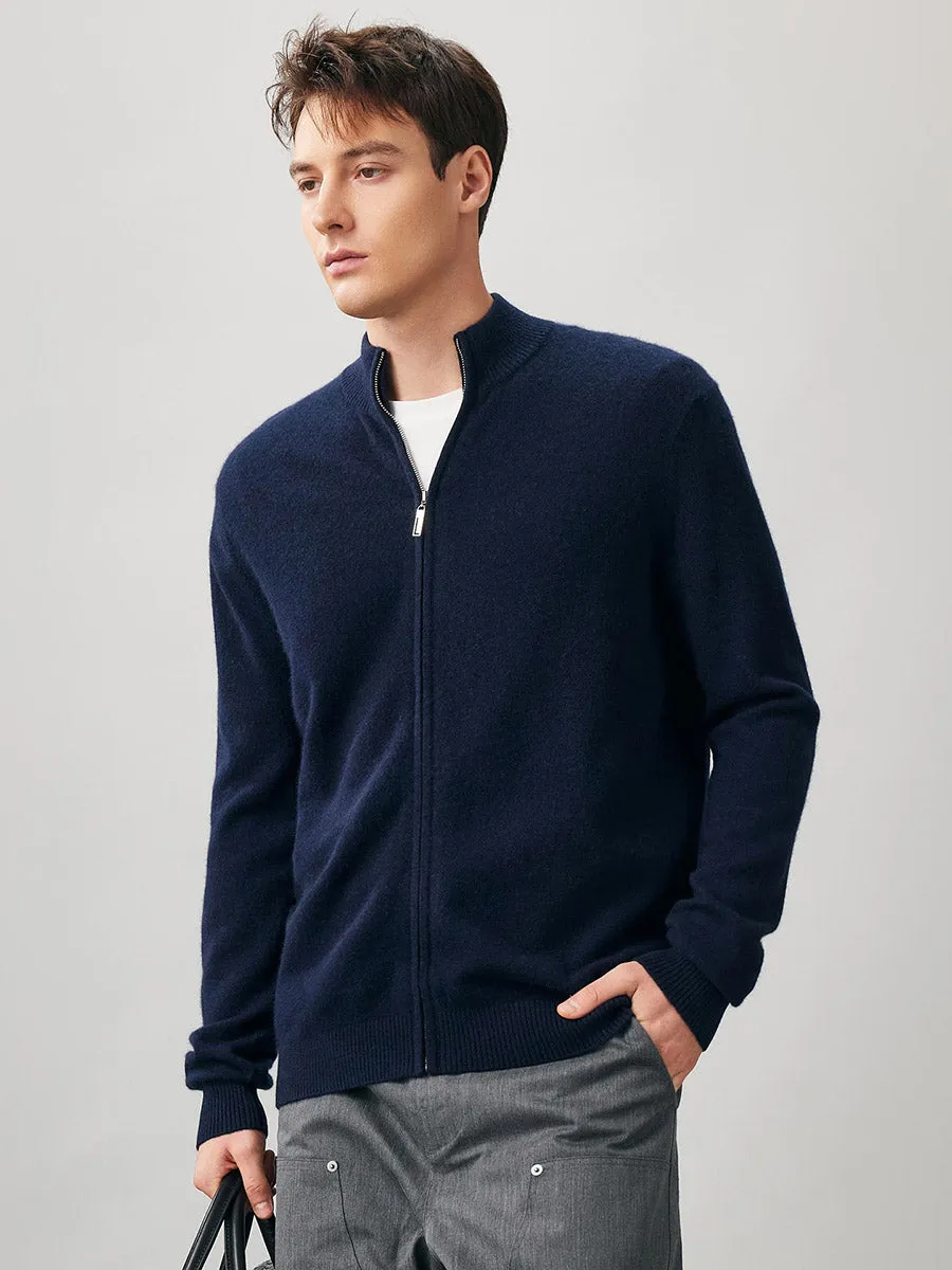 100% Cashmere Men's Full Zip Mock Neck Knit Cardigan sold by COMOBOCA product image thumbnail 2