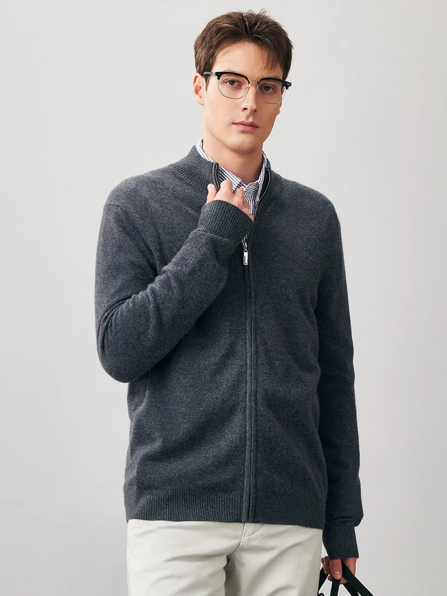 100% Cashmere Men's Full Zip Mock Neck Knit Cardigan sold by COMOBOCA