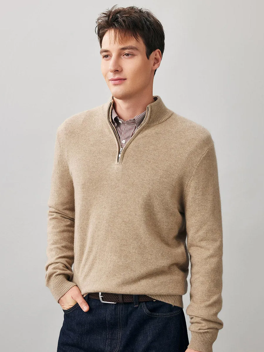 100% Cashmere Men's Half Zip Mock Neck Sweater sold by COMOBOCA