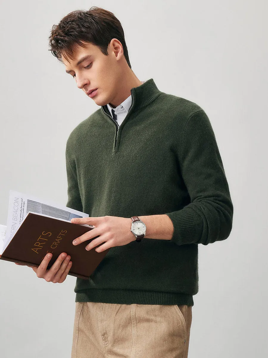 100% Cashmere Men's Half Zip Mock Neck Sweater sold by COMOBOCA product image thumbnail 3