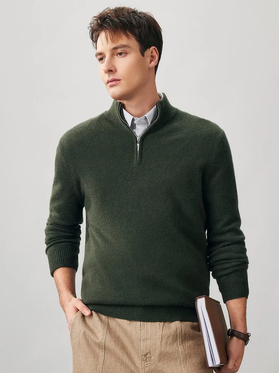 100% Cashmere Men's Half Zip Mock Neck Sweater sold by COMOBOCA product image thumbnail 4