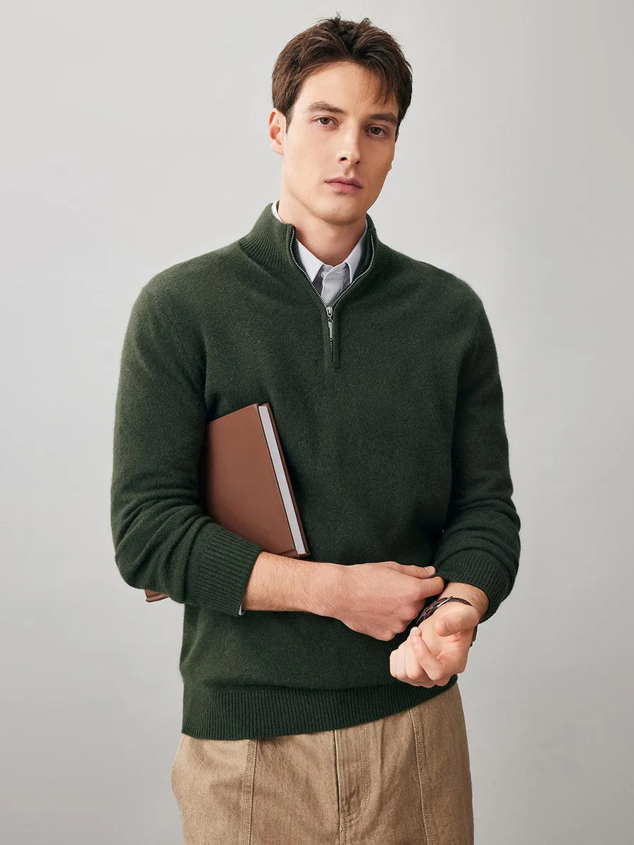 100% Cashmere Men's Half Zip Mock Neck Sweater sold by COMOBOCA product image thumbnail 2