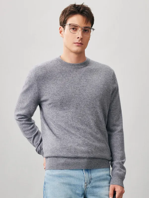 100% Cashmere Men's Ribbed Round Neck Knit Sweater sold by CB Cashmere