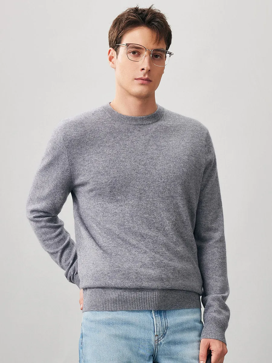 100% Cashmere Men's Ribbed Round Neck Knit Sweater sold by COMOBOCA