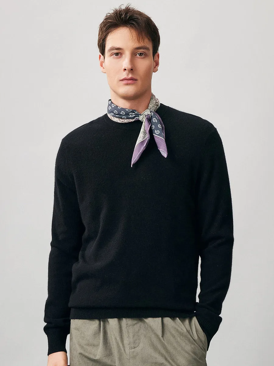 100% Cashmere Men's Ribbed Round Neck Knit Sweater sold by COMOBOCA product image thumbnail 3