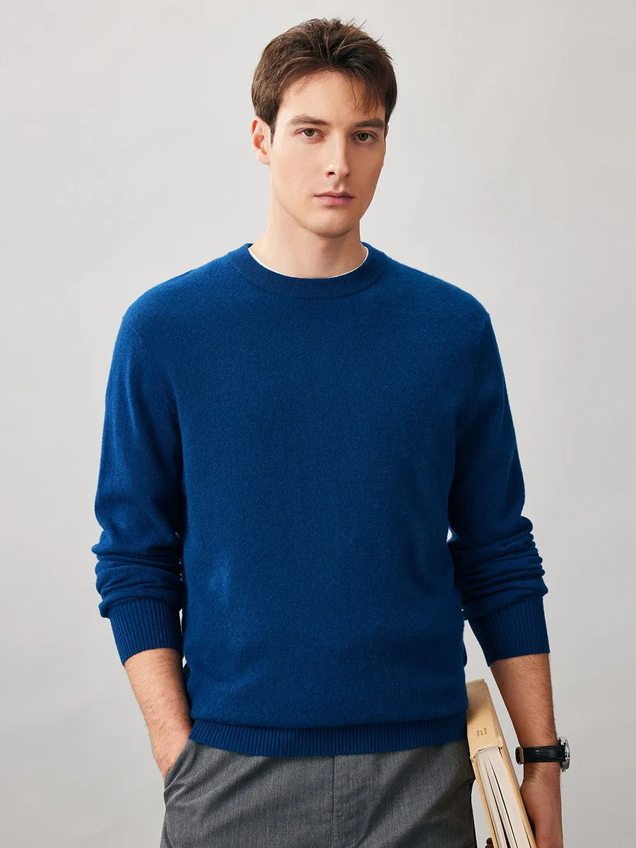 100% Cashmere Men's Ribbed Round Neck Knit Sweater sold by COMOBOCA product image thumbnail 4