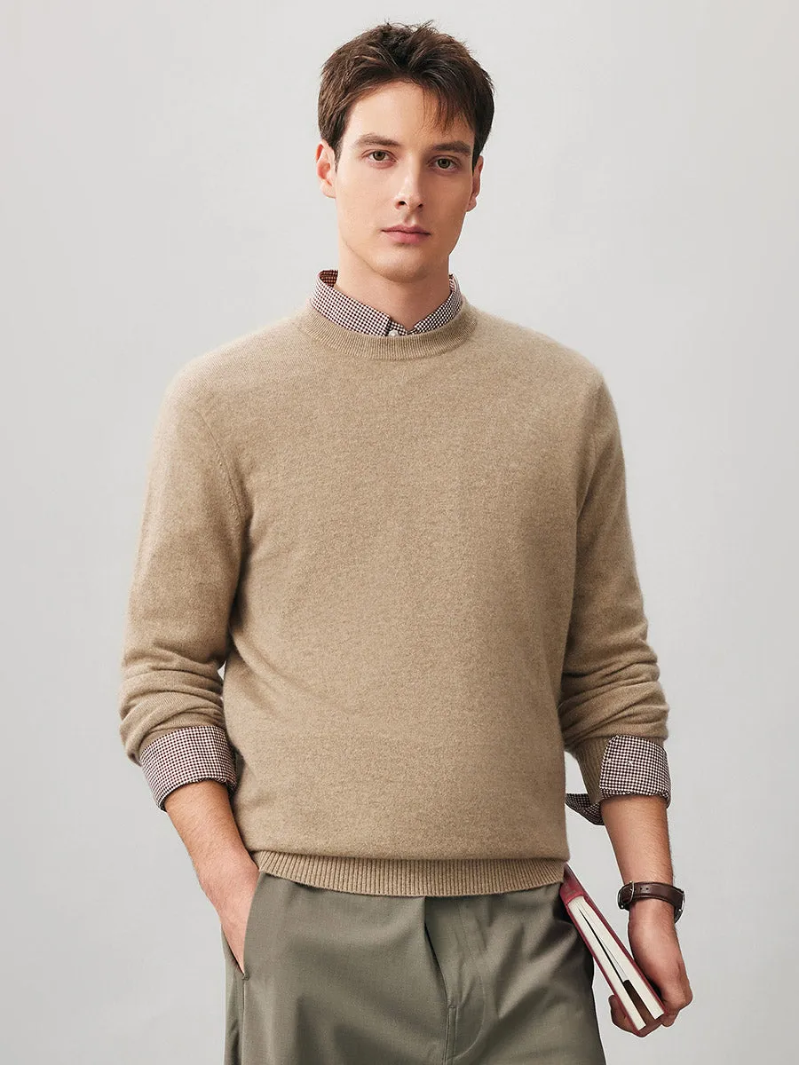 100% Cashmere Men's Ribbed Round Neck Knit Sweater sold by COMOBOCA product image thumbnail 2