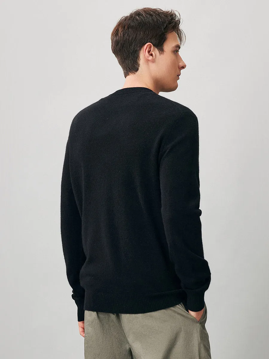 100% Cashmere Men's Ribbed Round Neck Knit Sweater sold by COMOBOCA product image thumbnail 5