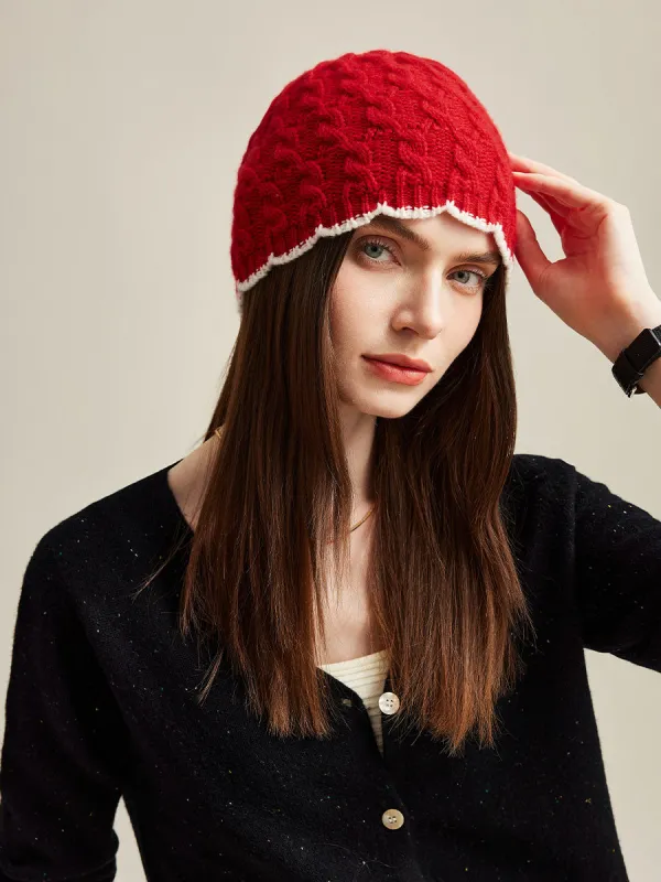 100% Cashmere Women's Cable Knit Beanie sold by COMOBOCA
