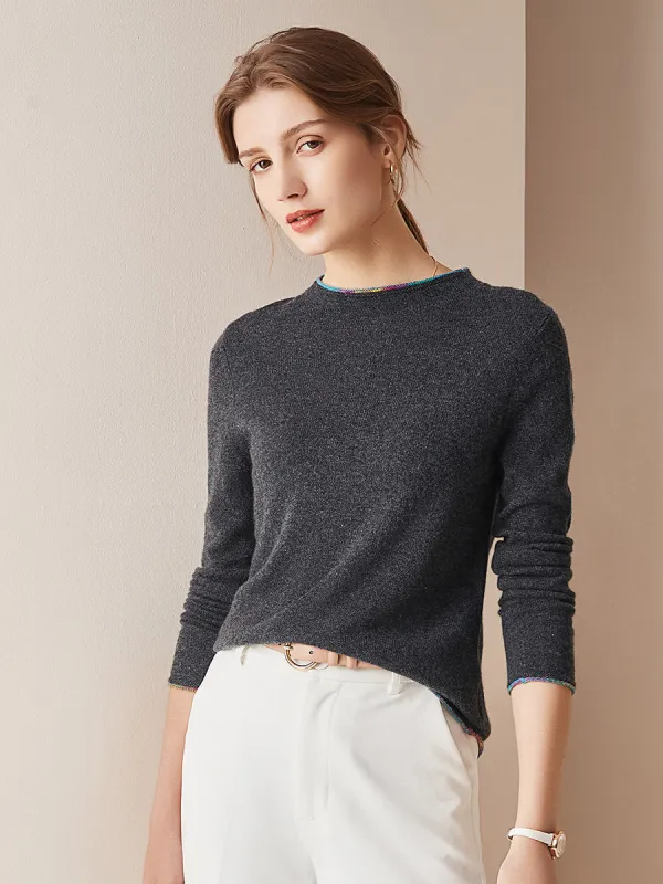 100% Cashmere Women's Sweater with Built-in Collar sold by COMOBOCA